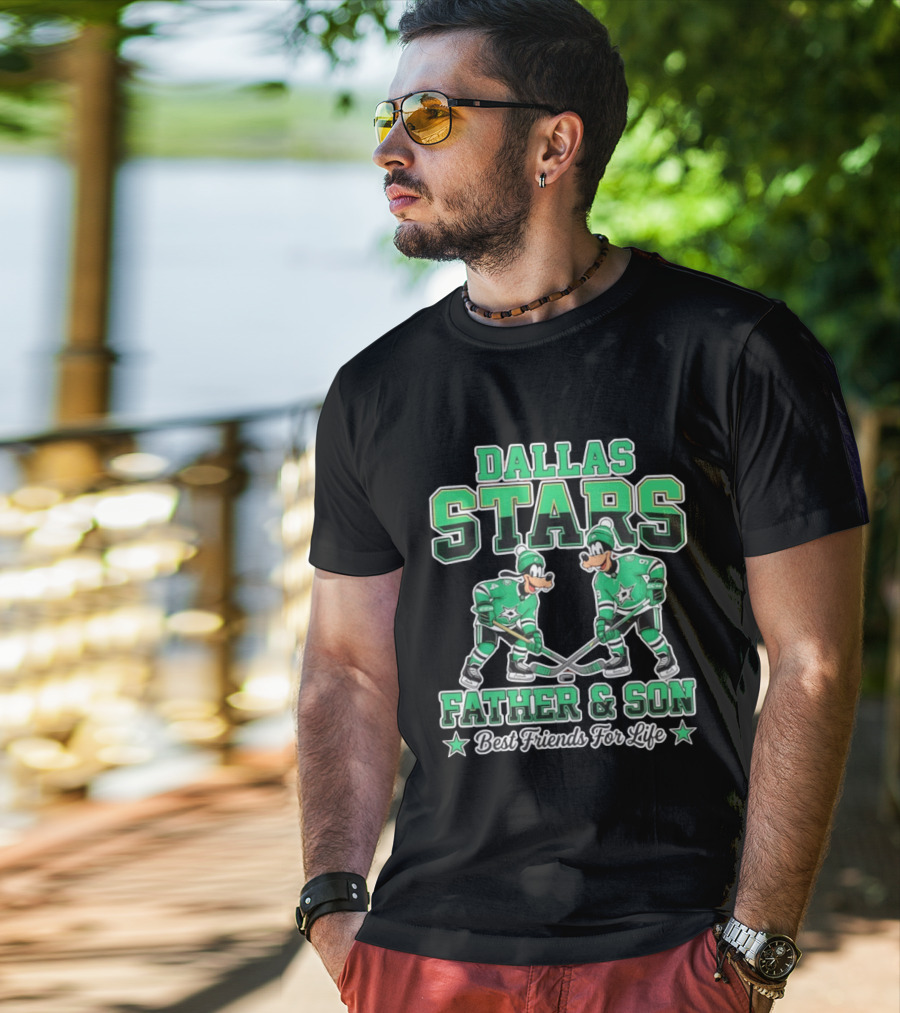 Dallas Stars Goofy Father And Son Best Friends For Life NHL Hockey Duo T-Shirt