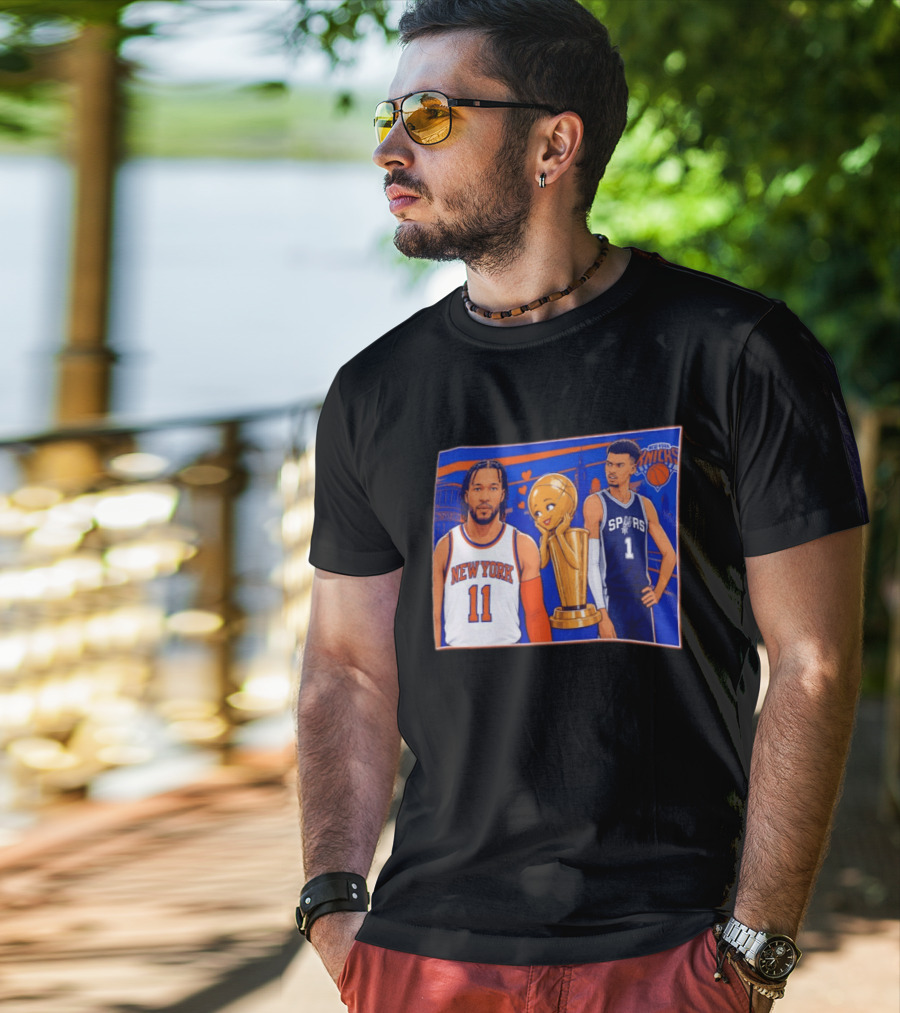 Jalen Brunson New York Knicks Victor Wembanyama San Antonio Spurs Larry O'Brien Trophy T-Shirt