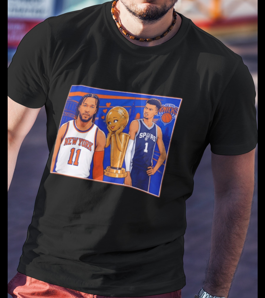Jalen Brunson New York Knicks Victor Wembanyama San Antonio Spurs Larry O'Brien Trophy T-Shirt