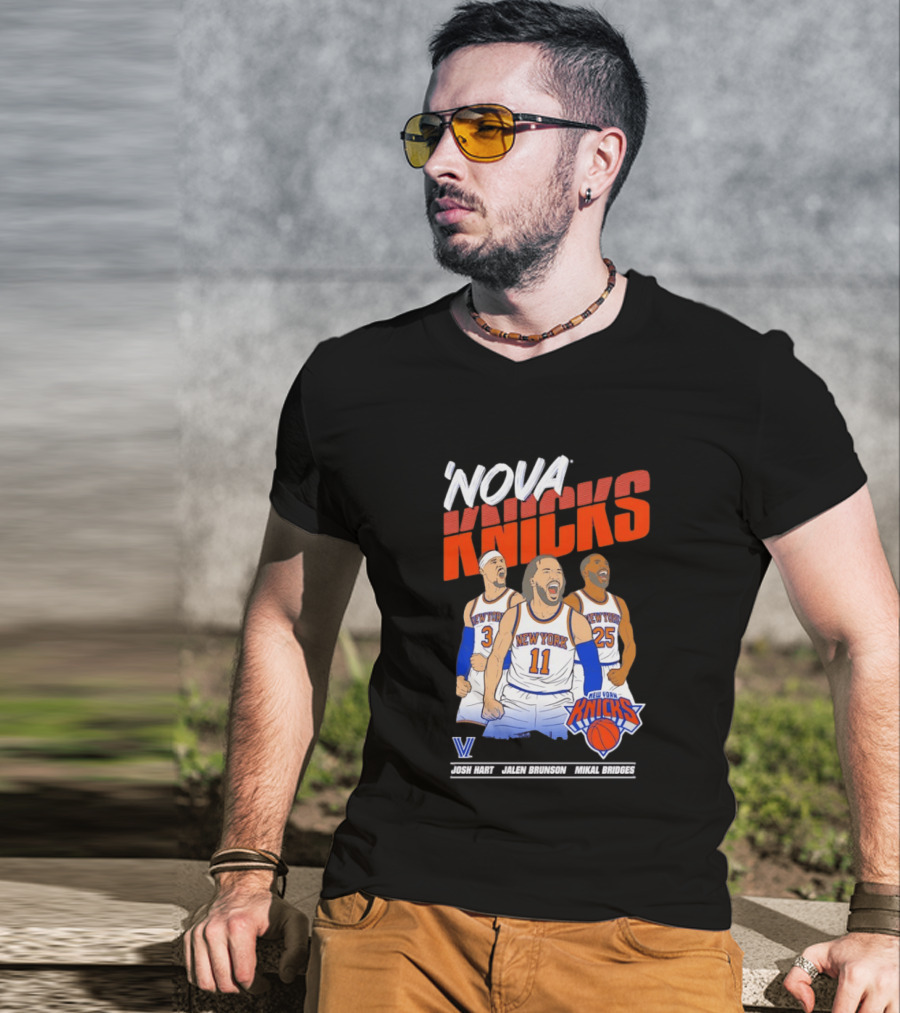 Nova Knicks Josh Hart Jalen Brunson Mikal Bridges New York NBA Basketball T-Shirt