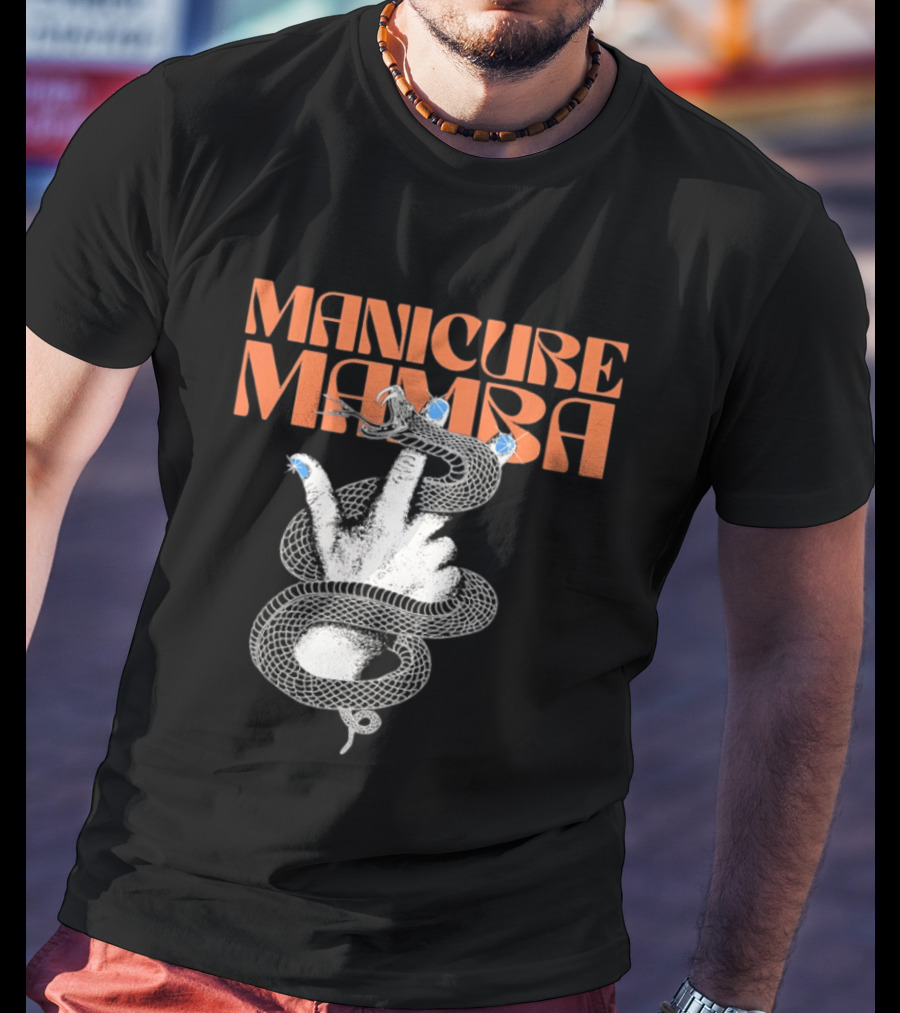 Manicure Mamba Snake Hand Nail Art With Gems T-Shirt