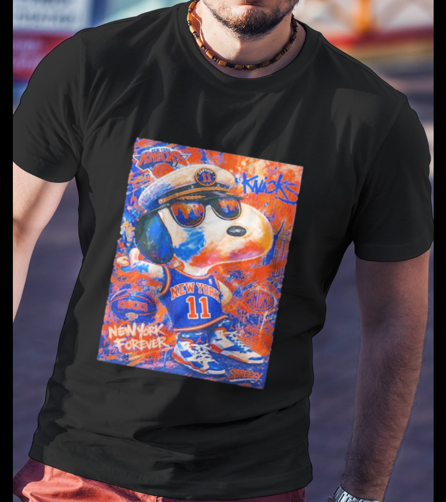 New York Knicks Snoopy Captain 11 New York Forever Streetwear Collection T-Shirt