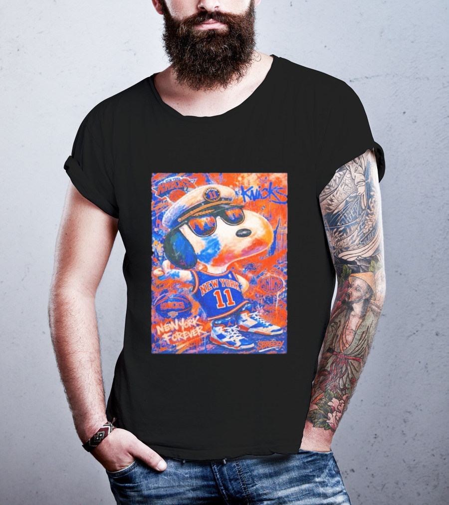 New York Knicks Snoopy Captain 11 New York Forever Streetwear Collection T-Shirt