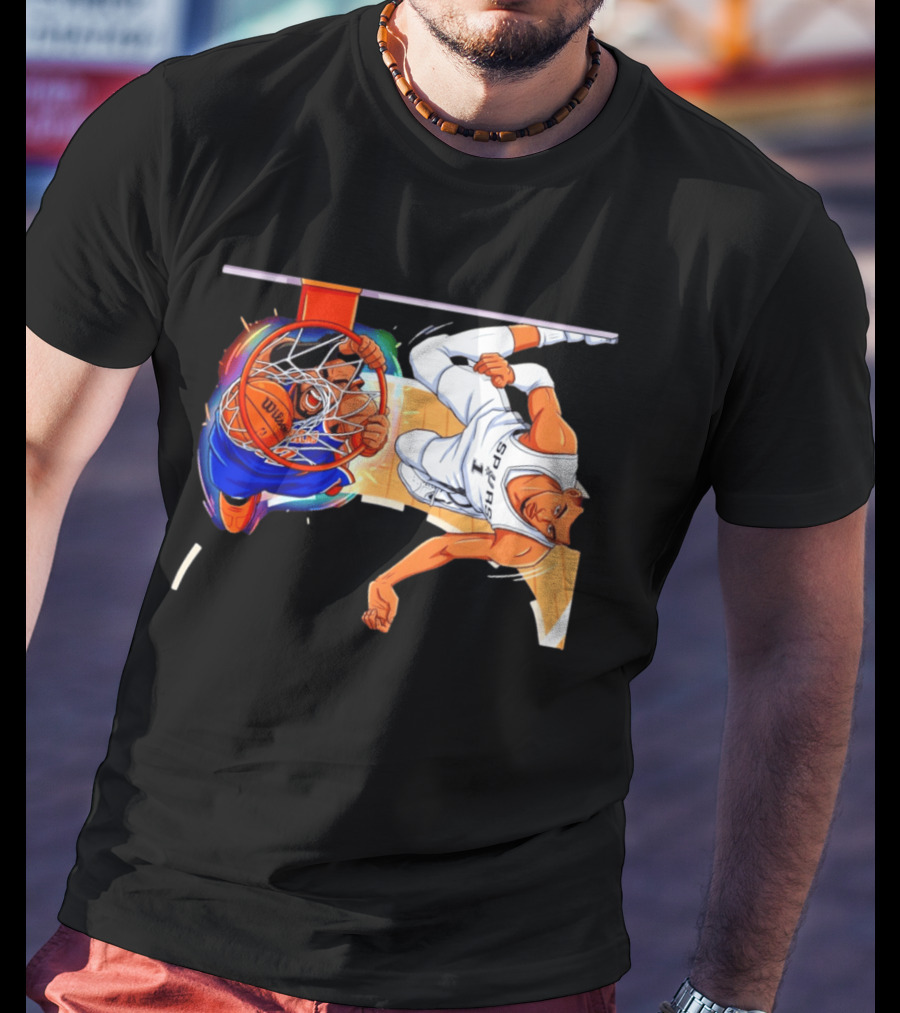 New York Knicks Vs San Antonio Spurs Comic Dunk Battle T-Shirt