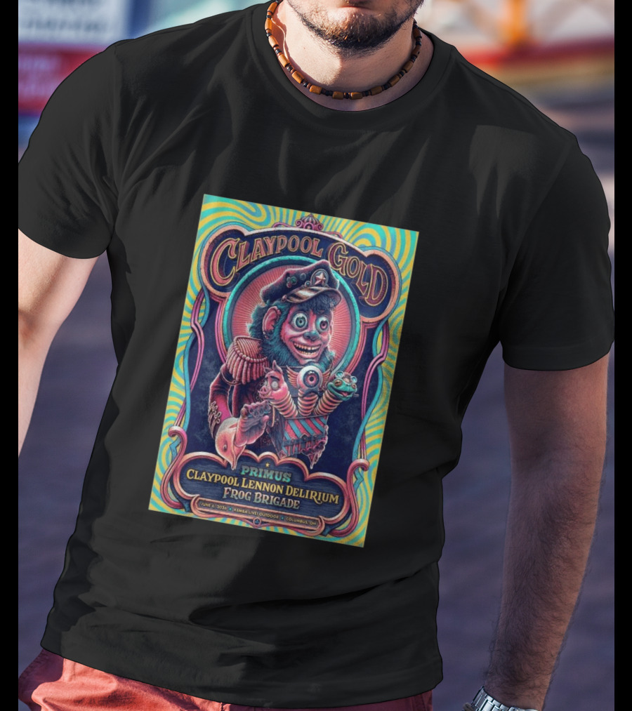 Primus Claypool Lennon Delirium Frog Brigade Columbus OH June 6 2026 Claypool Gold T-Shirt