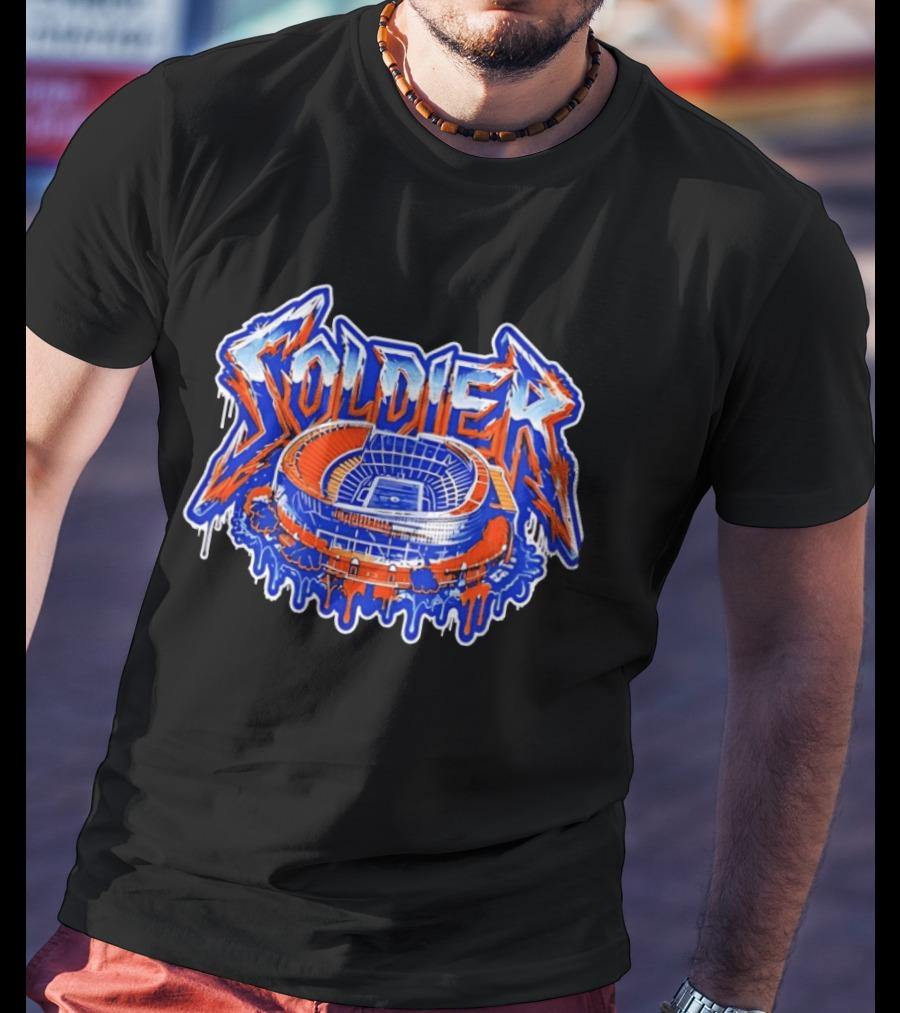Chicago Bears Soldier Field Stadium Metal Font Drip Team Sports T-Shirt