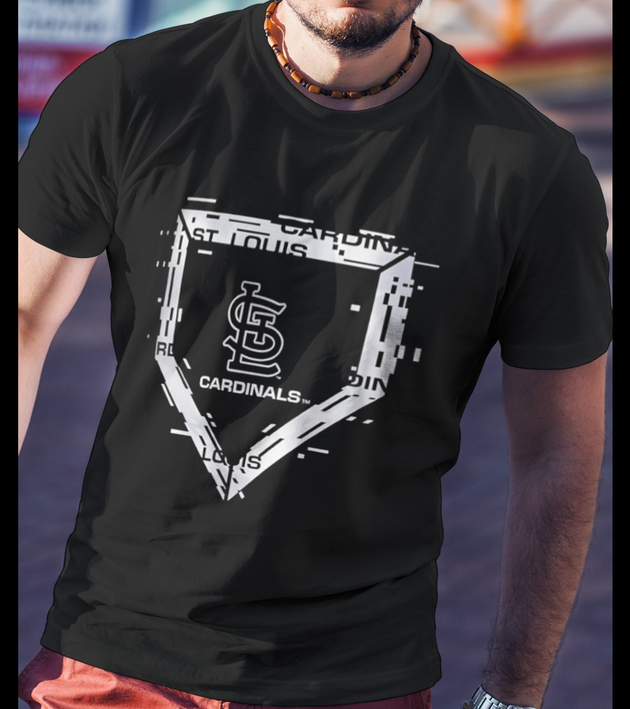 St Louis Cardinals Home Plate Glitch Logo Sports Fan T-Shirt