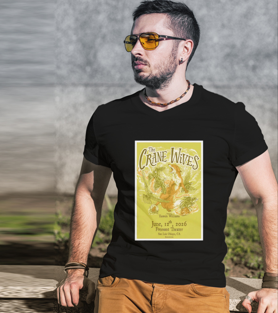 The Crane Wives Yasmin Williams Live June 12 2026 Fremont Theater San Luis Obispo Event T-Shirt