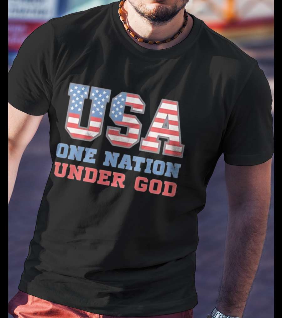 USA One Nation Under God American Flag Patriotic Stars And Stripes T-Shirt
