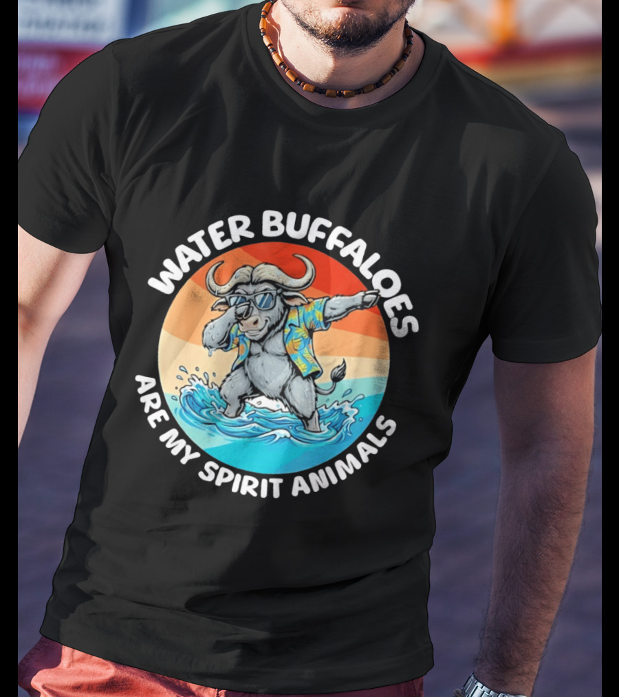 Water Buffaloes Are My Spirit Animals Dabbing Tropical Sunset T-Shirt
