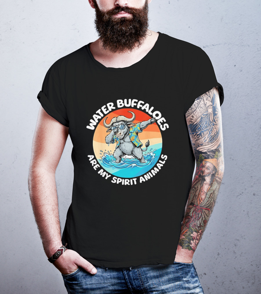 Water Buffaloes Are My Spirit Animals Dabbing Tropical Sunset T-Shirt