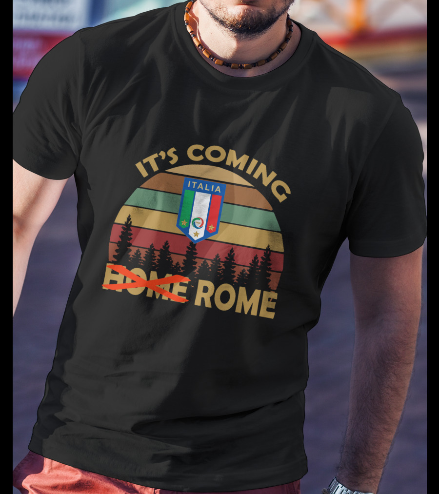 IT'S COMING ROME ITALIA Vintage Forest Sunset Badge T-Shirt