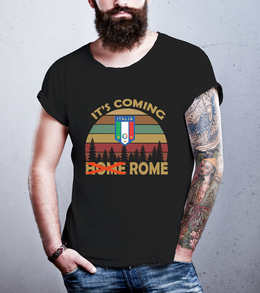 IT'S COMING ROME ITALIA Vintage Forest Sunset Badge T-Shirt