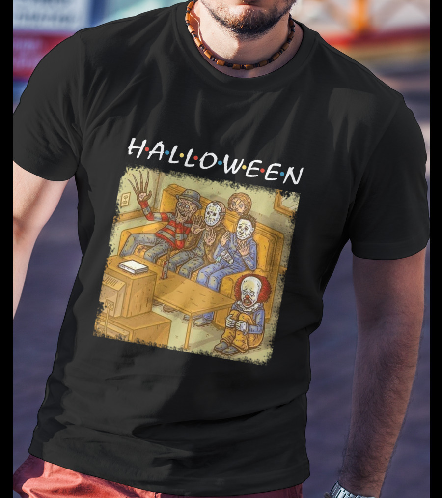 Halloween Horror Icons Relax On Couch T-Shirt
