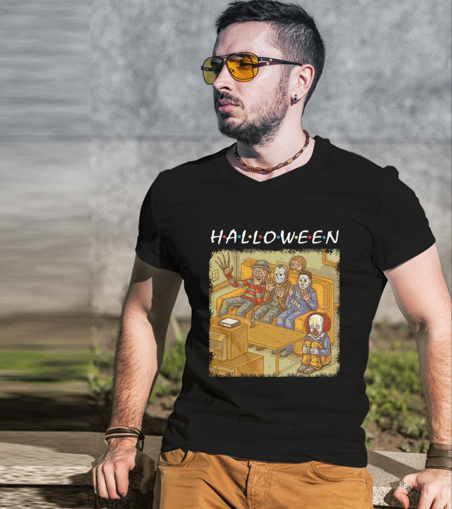 Halloween Horror Icons Relax On Couch T-Shirt