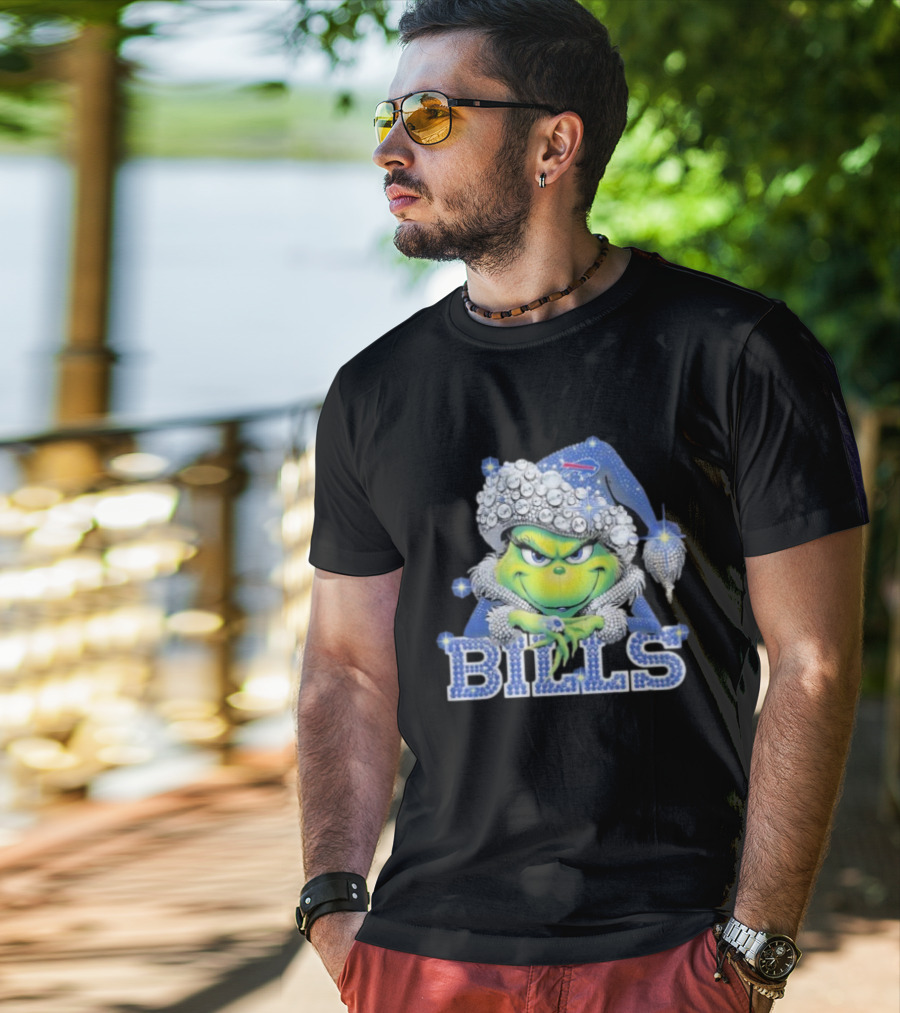 Buffalo Bills Grinch Santa Diamond Hat T-Shirt