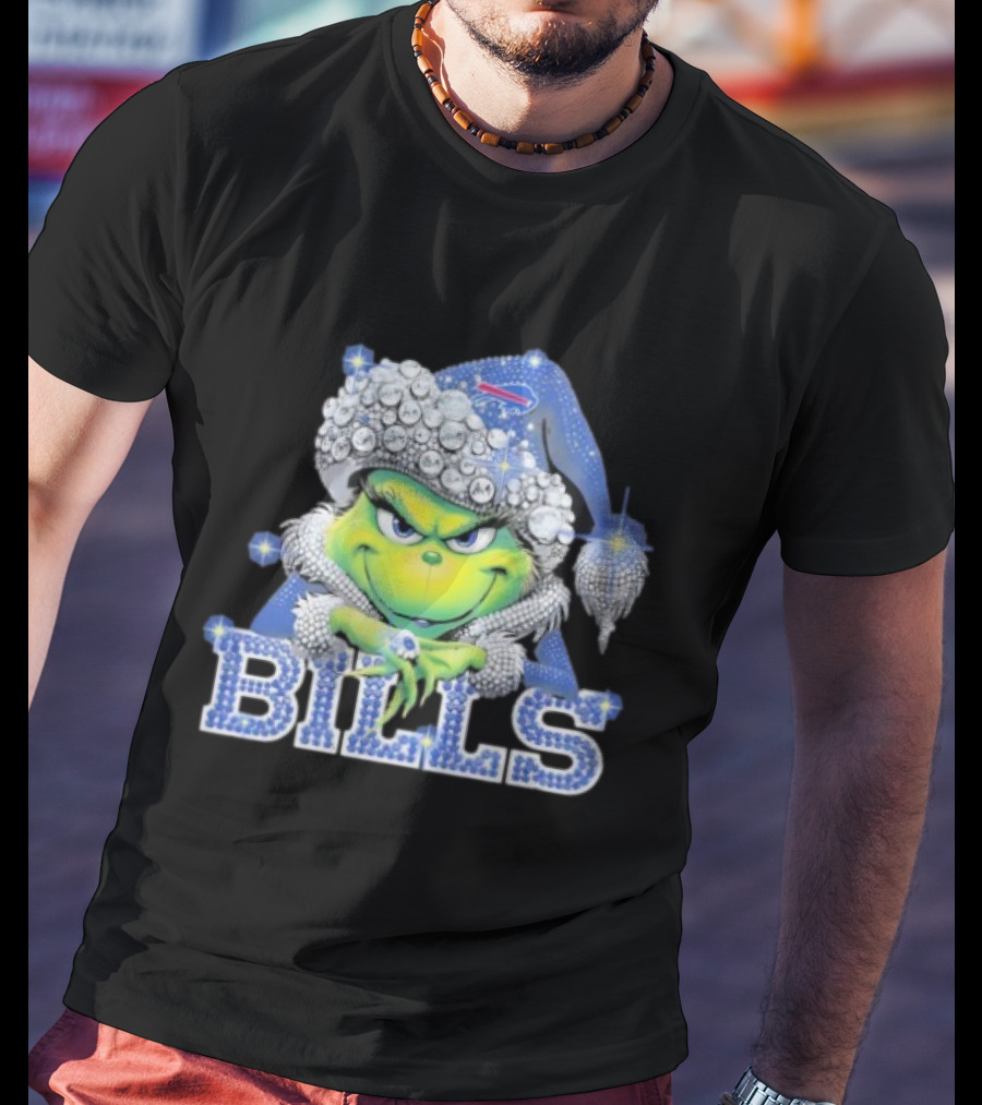 Buffalo Bills Grinch Santa Diamond Hat T-Shirt