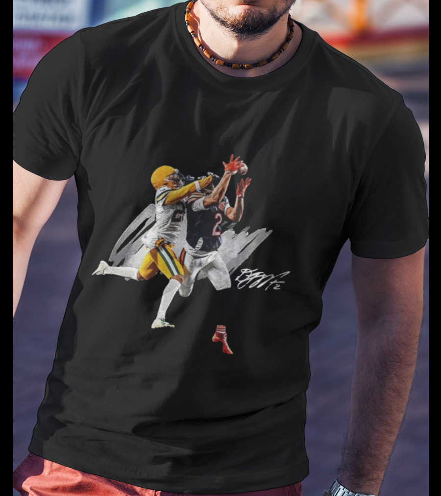 DJ Moore Night Night Chicago Green Bay Football Signature Game T-Shirt