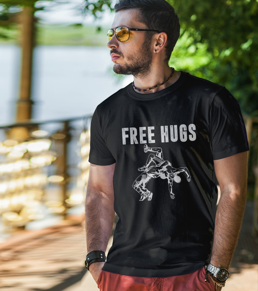 Free Hugs Wrestling Move Grappling Action T-Shirt
