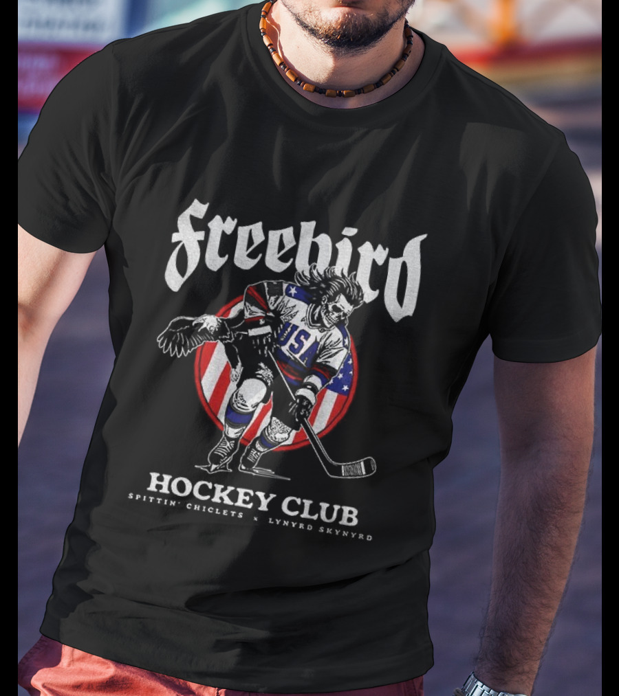 Freebird USA Spittin Chiclets Lynyrd Skynyrd Hockey Club T-Shirt