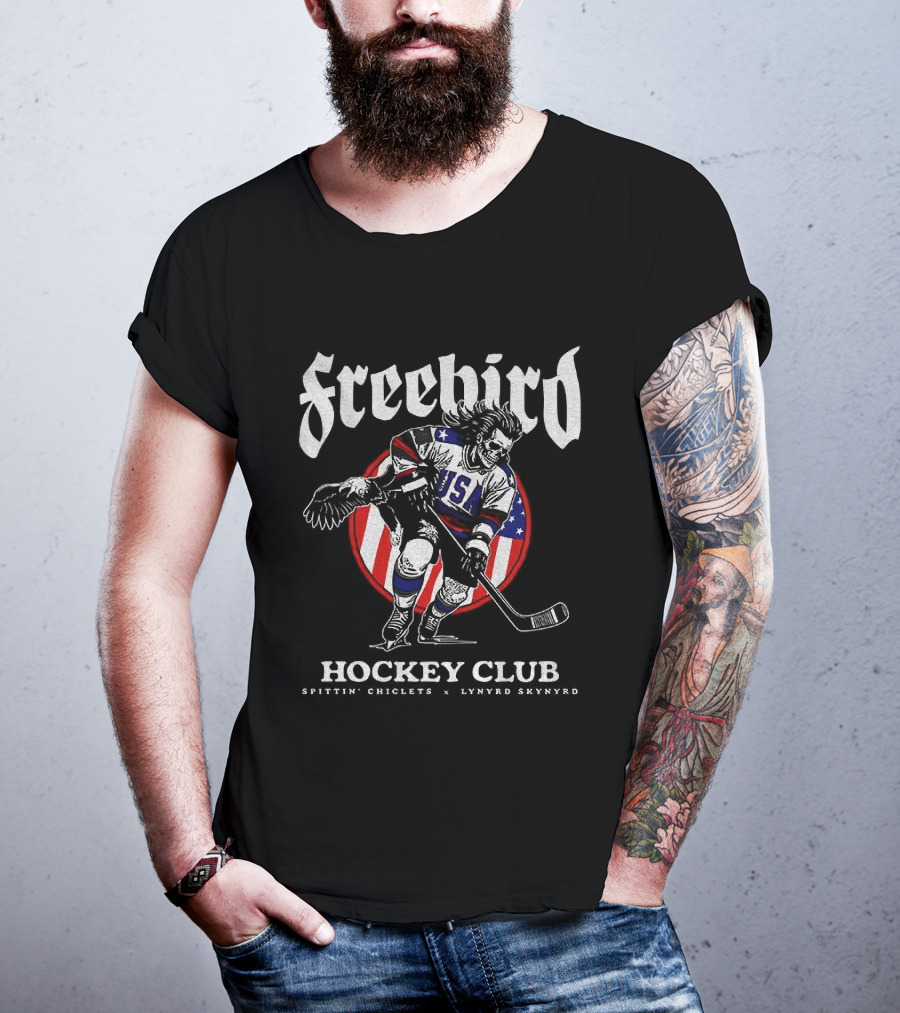 Freebird USA Spittin Chiclets Lynyrd Skynyrd Hockey Club T-Shirt