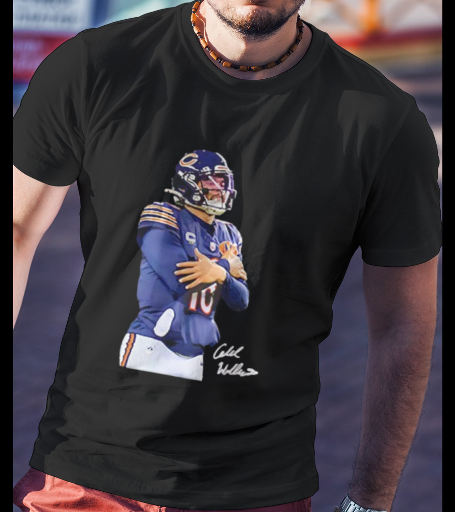 Caleb Williams Chicago Bears Ice Man Signature Football T-Shirt