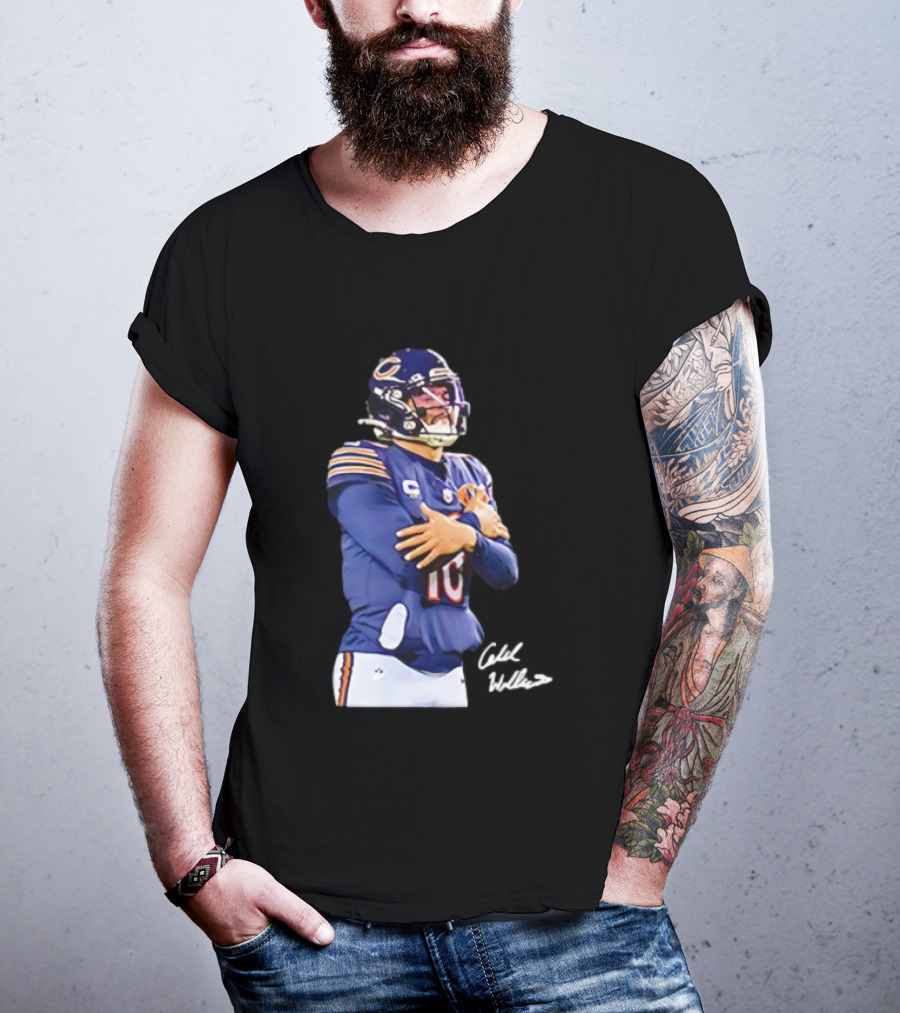 Caleb Williams Chicago Bears Ice Man Signature Football T-Shirt