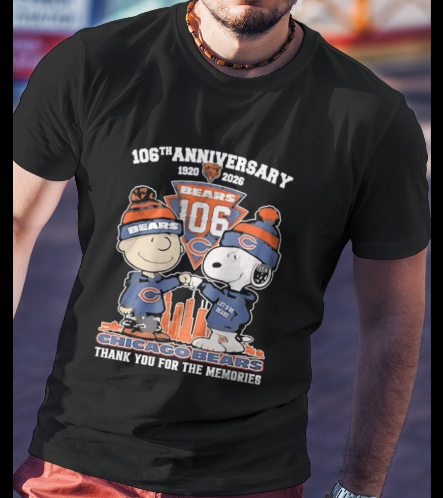 Chicago Bears 106th Anniversary 1920 2026 Snoopy And Charlie Brown Thank You For The Memories T-Shirt