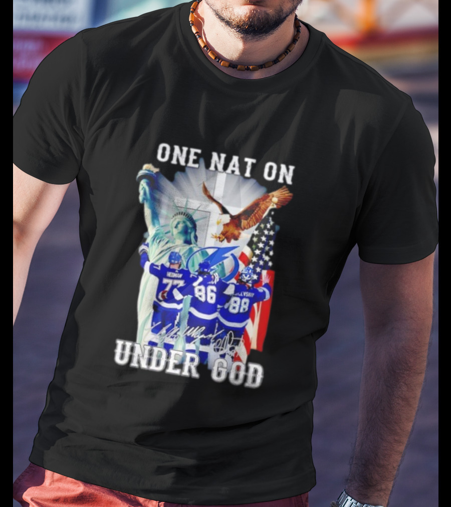 Tampa Bay Lightning Hockey Hedman 77 Point 86 Vasilevskiy 88 One Nation Under God T-Shirt