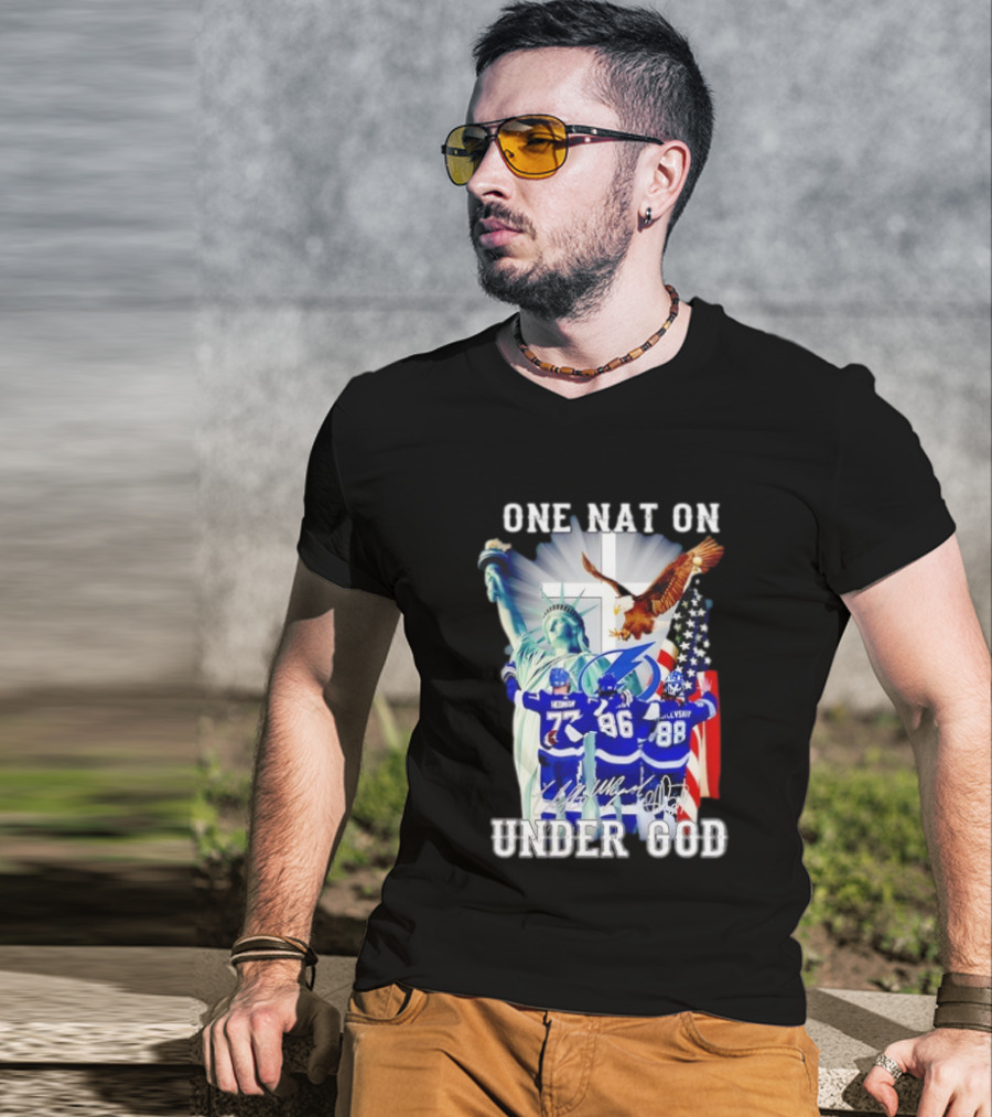 Tampa Bay Lightning Hockey Hedman 77 Point 86 Vasilevskiy 88 One Nation Under God T-Shirt