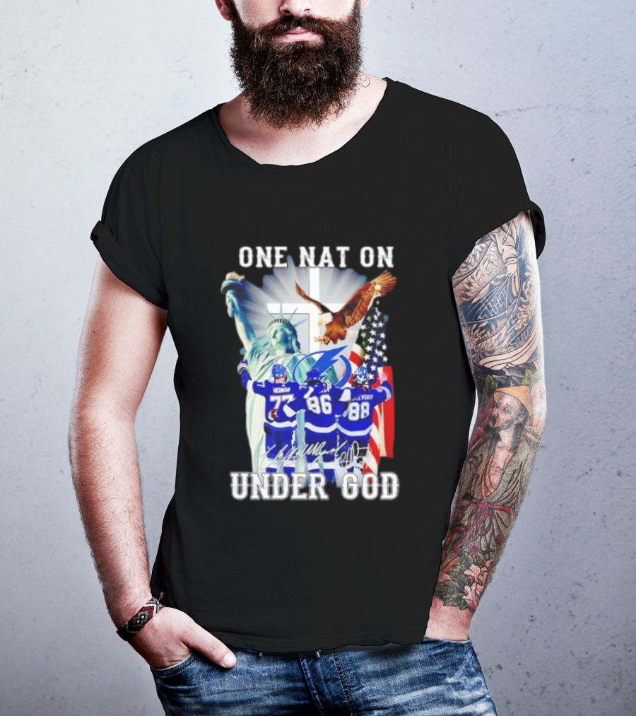 Tampa Bay Lightning Hockey Hedman 77 Point 86 Vasilevskiy 88 One Nation Under God T-Shirt