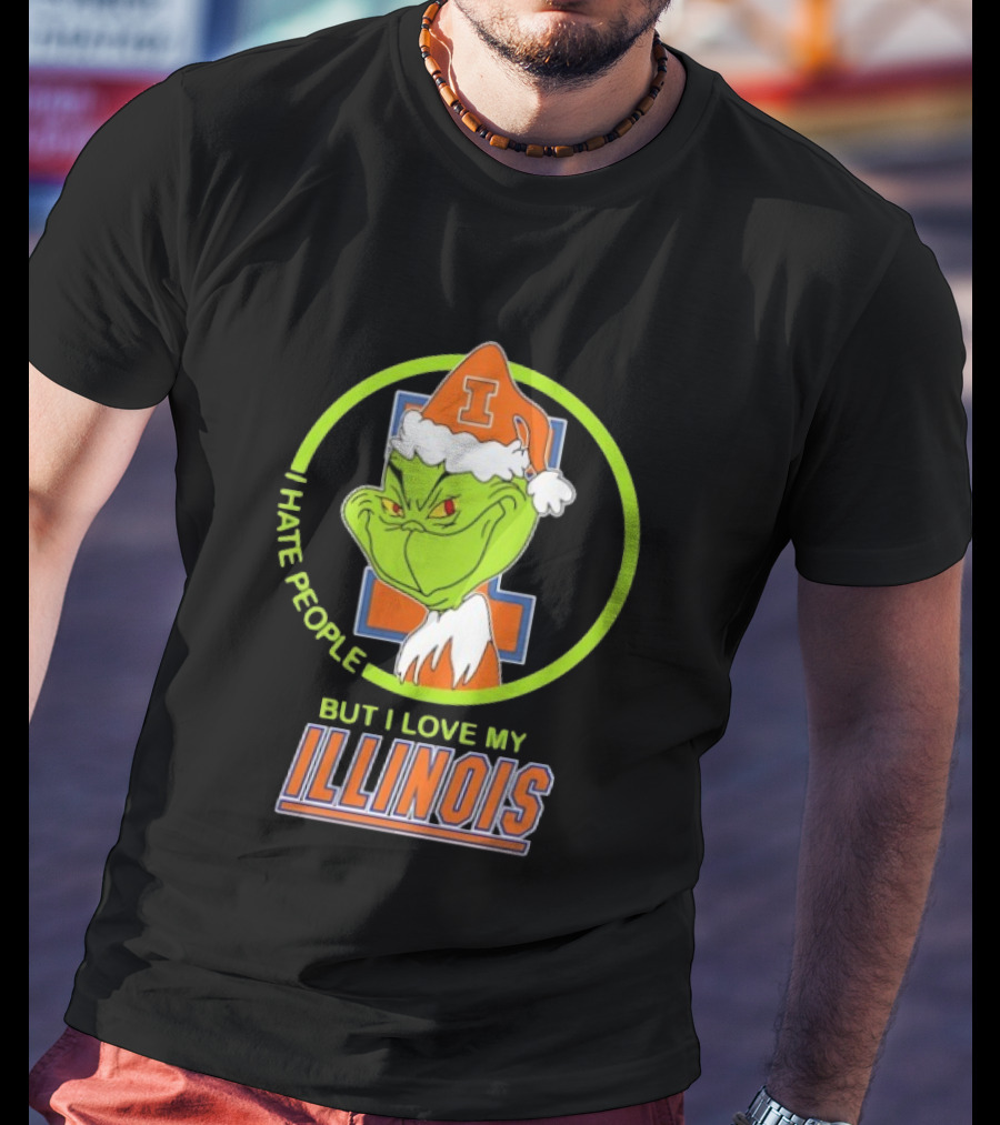 Grinch I Hate People But I Love My Illinois Fighting Illini T-Shirt