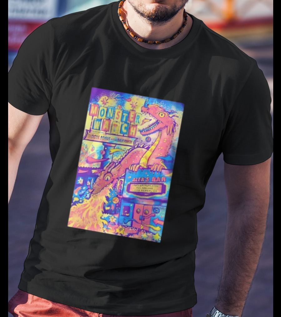 Monster Featuring Lucus Bogus And Sale Fuegos At Alex's Bar Long Beach CA Dec 21 2025 With Psychedelic Dragon Art T-Shirt