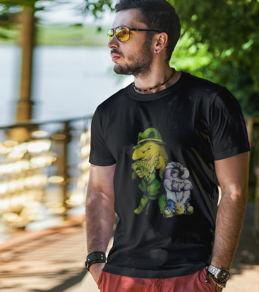 Pim And Charlie Cartoon Money And Chains Gangster Style T-Shirt