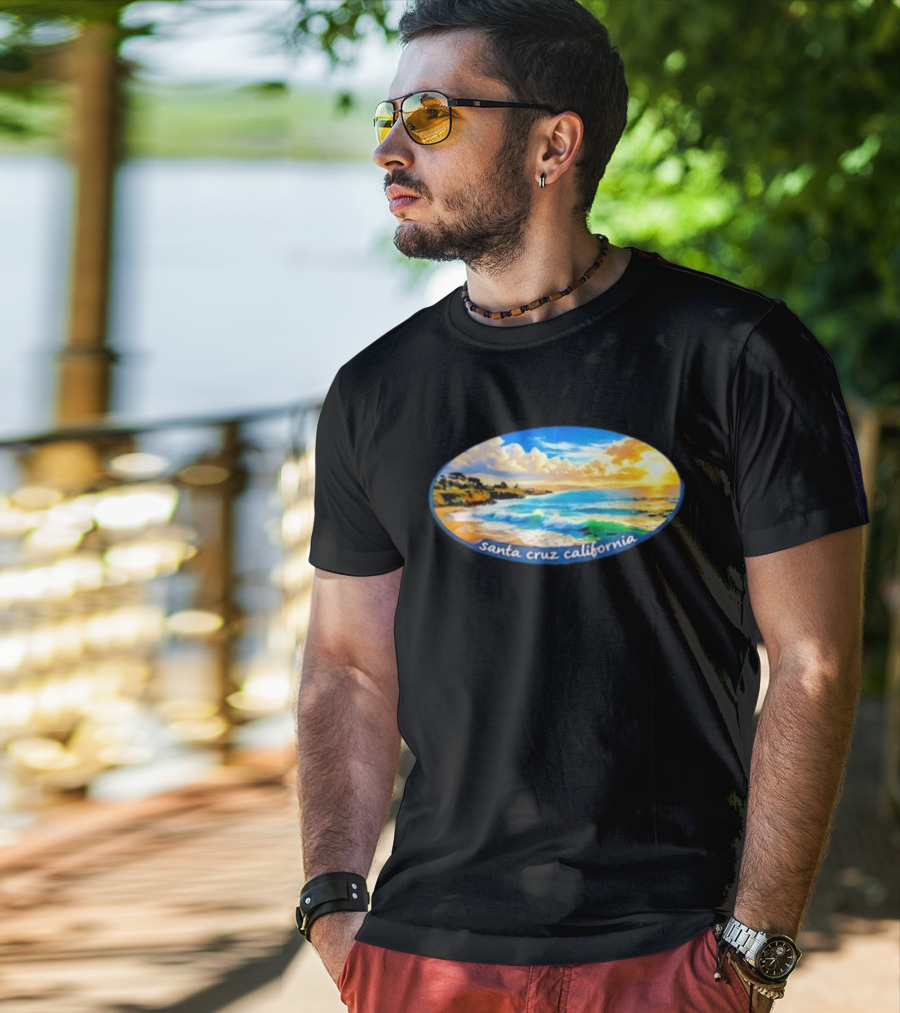 Ocean Coastal Scene Santa Cruz California Sunset T-Shirt
