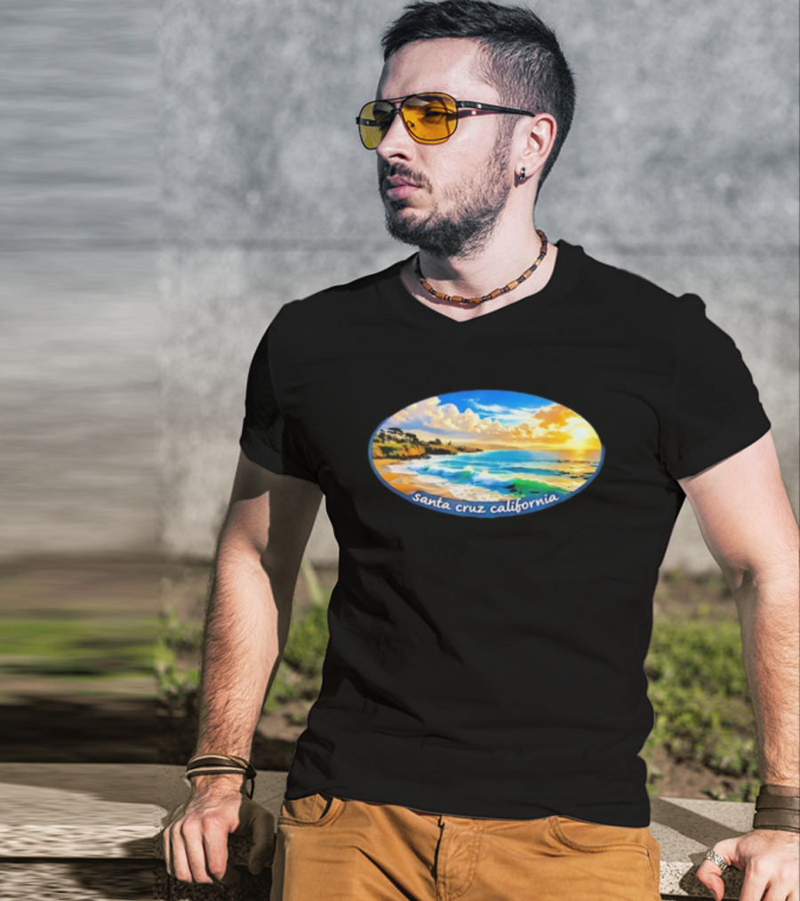 Ocean Coastal Scene Santa Cruz California Sunset T-Shirt