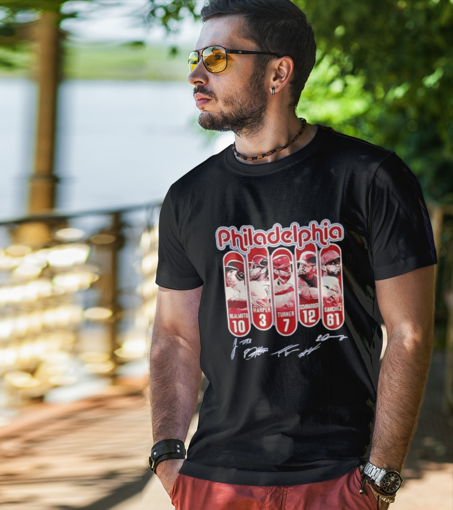 Philadelphia Phillies Realmuto Harper Turner Schwarber Sanchez Signatures T-Shirt