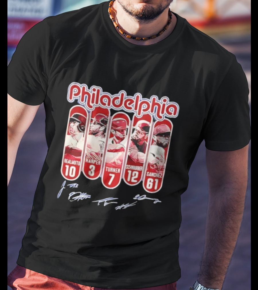 Philadelphia Phillies Realmuto Harper Turner Schwarber Sanchez Signatures T-Shirt