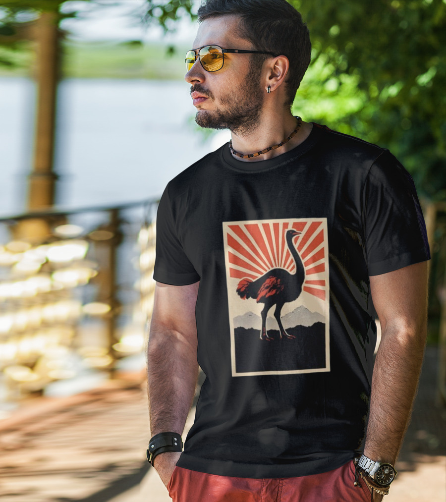 Ostrich Vintage Sunrise Silhouette T-Shirt