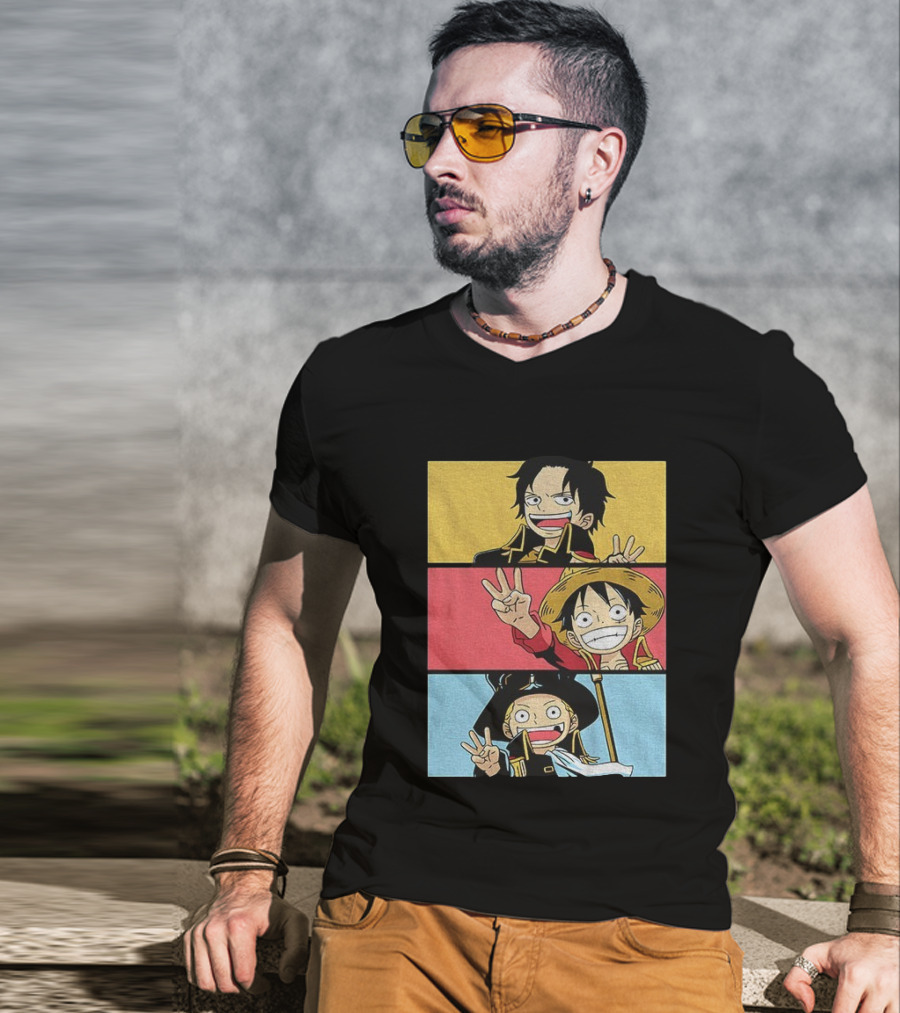 Straw Hat Pirates Luffy Ace Sabo Iwara One Piece Manga Brothers Japanese T-Shirt