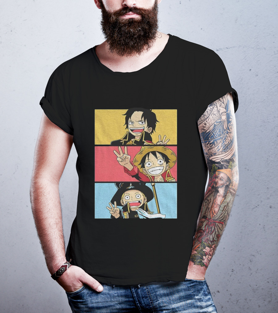 Straw Hat Pirates Luffy Ace Sabo Iwara One Piece Manga Brothers Japanese T-Shirt