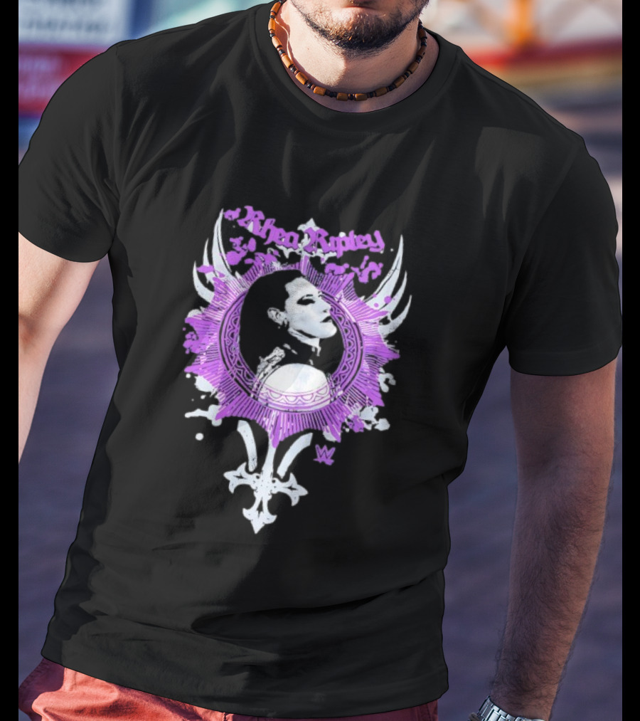 Rhea Ripley WWE Vintage Purple Circular Portrait T-Shirt