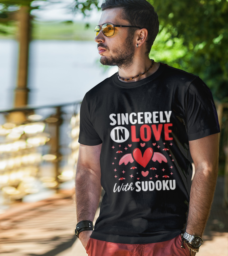Sincerely In Love With Sudoku Heart Wings And Stars T-Shirt