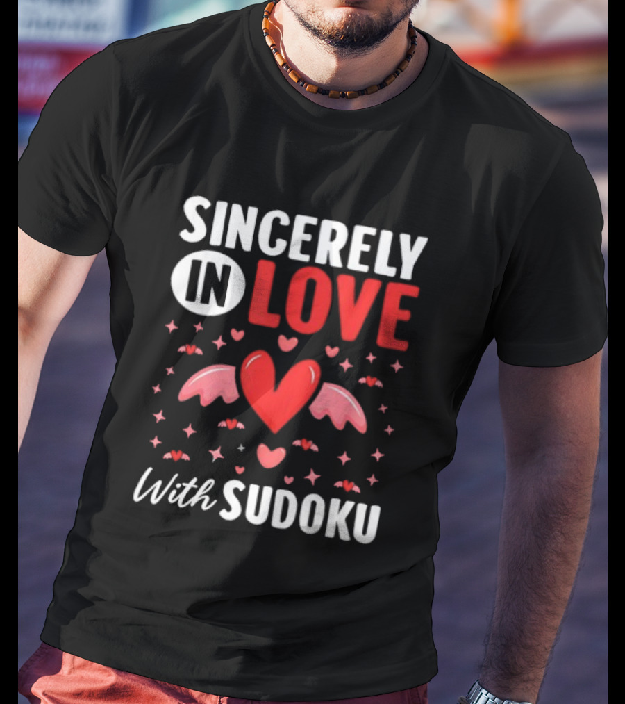 Sincerely In Love With Sudoku Heart Wings And Stars T-Shirt