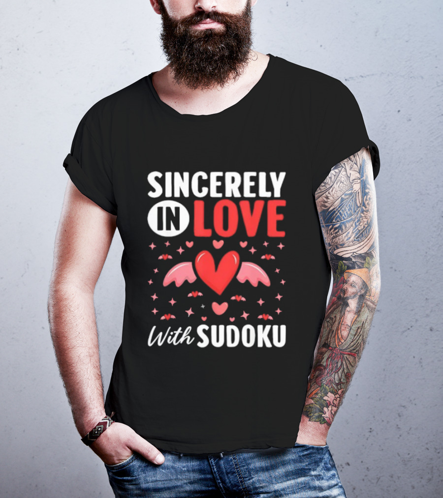 Sincerely In Love With Sudoku Heart Wings And Stars T-Shirt