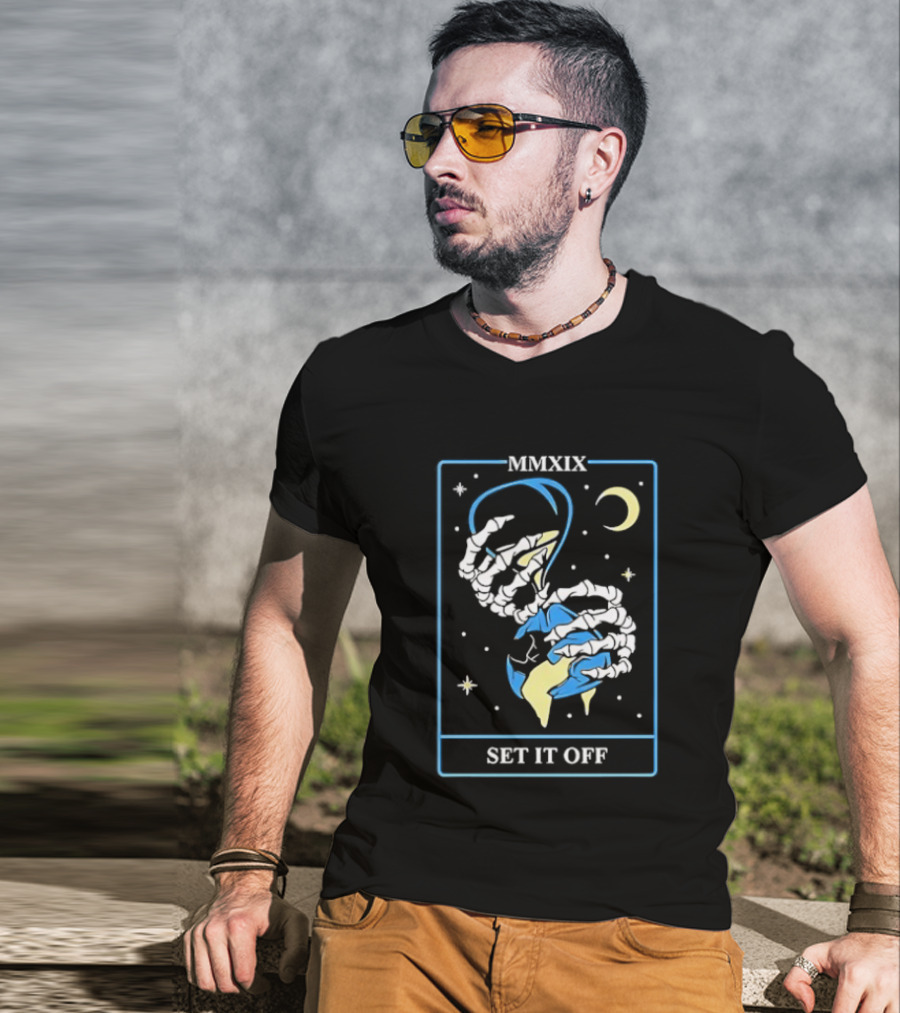 Set It Off Skeleton Hand MMXIX Moon And Stars T-Shirt