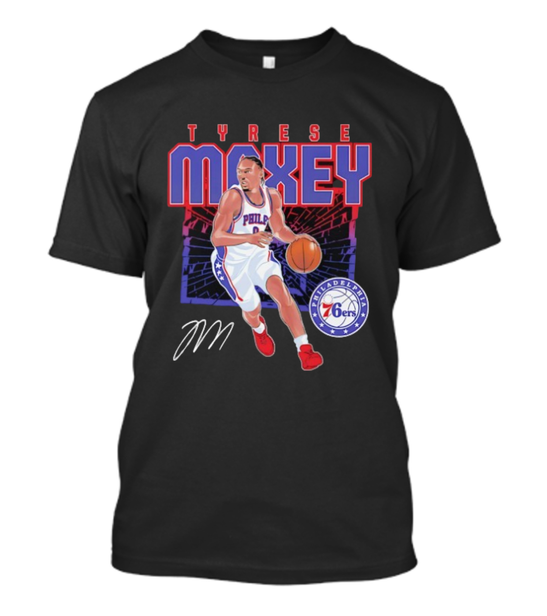 NBA Tyrese Maxey Philadelphia 76ers Player Signature T-Shirt