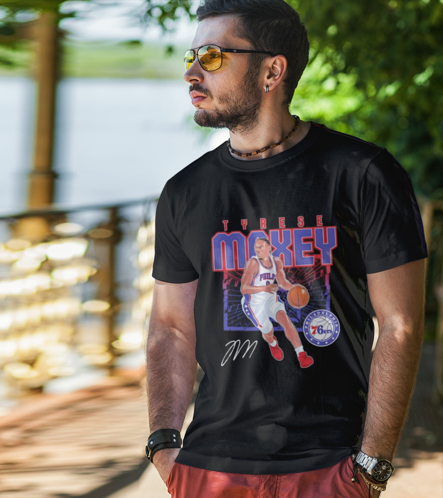 NBA Tyrese Maxey Philadelphia 76ers Player Signature T-Shirt