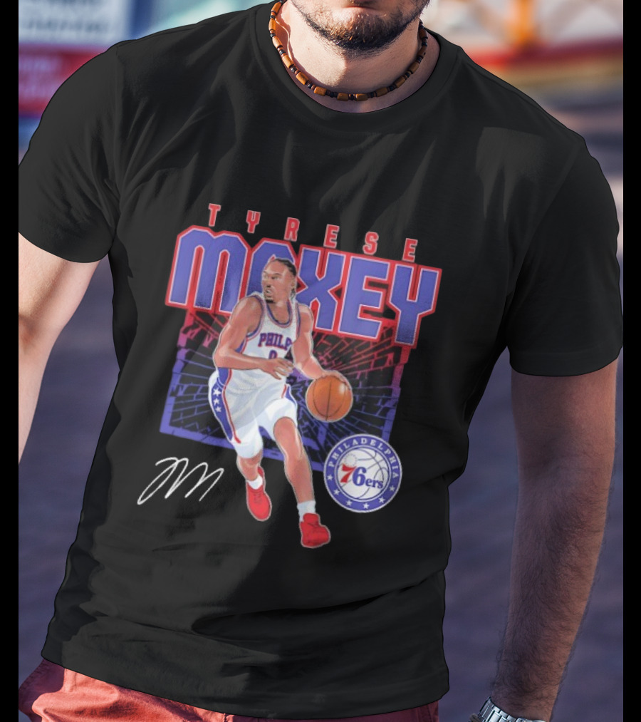 NBA Tyrese Maxey Philadelphia 76ers Player Signature T-Shirt