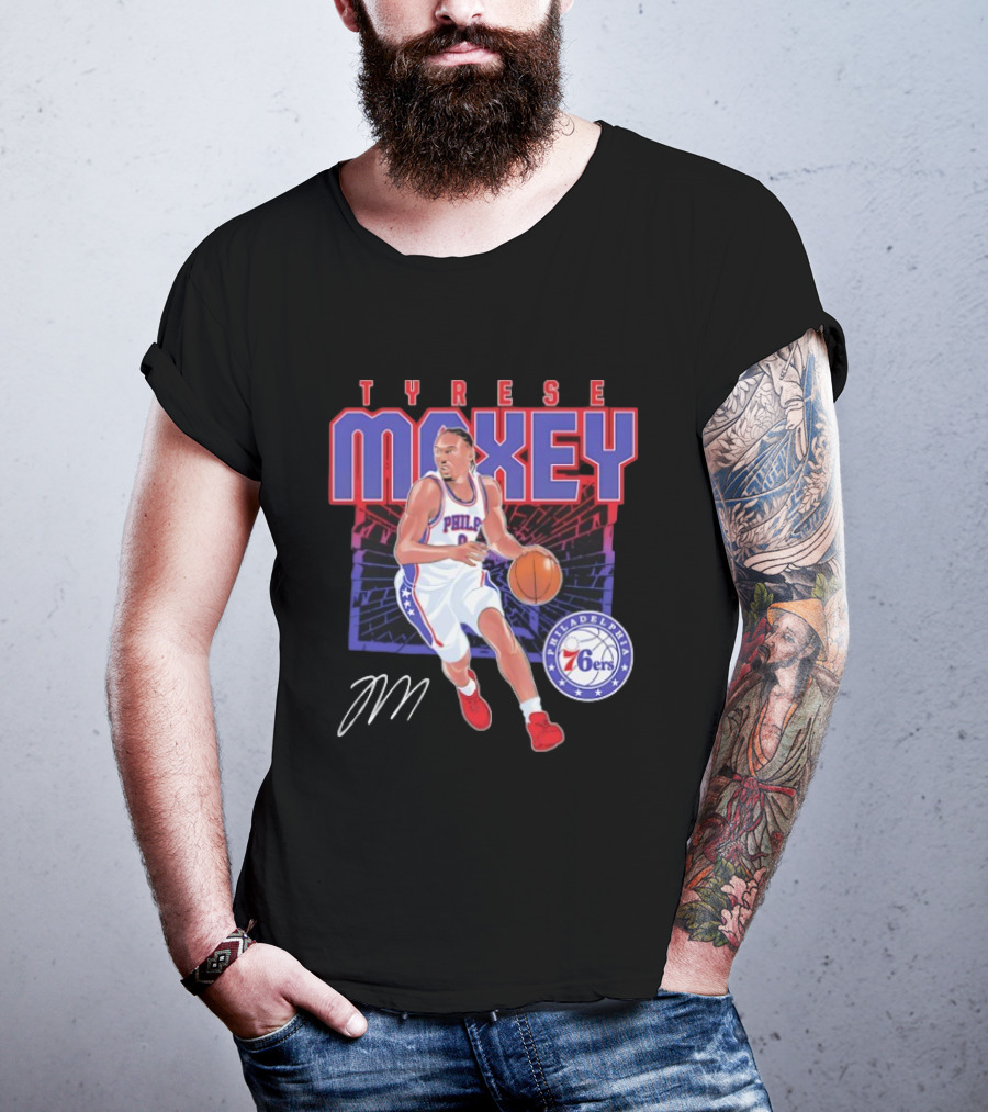 NBA Tyrese Maxey Philadelphia 76ers Player Signature T-Shirt